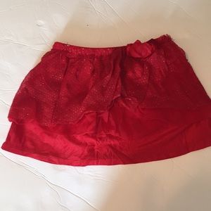 Holiday time girls  red ruffled layered skirt Sz 3